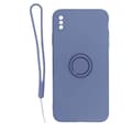 Miniatyrbild 1 av 3: iPhone XS Max Soft Liquid Silicone Case With Magnetic Ring Holder Stand and Slim Hands Strap Best Quality Grey