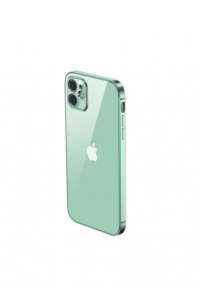 Apple iPhone 12 Luxury Classic Square Frame Protection Case Green With Soft Thin Transparent Camera Protector High Quality