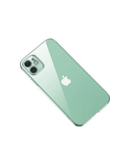 Apple iPhone 12 Luxury Classic Square Frame Protection Case Green With Soft Thin Transparent Camera Protector High Quality