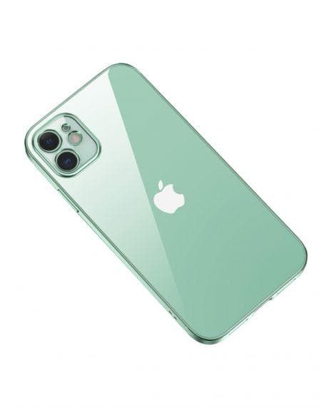 Apple iPhone 12 Luxury Classic Square Frame Protection Case Green With Soft Thin Transparent Camera Protector High Quality