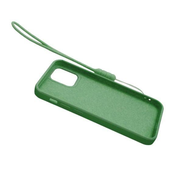 Apple iPhone 12/12 Pro Soft Liquid Silicone Case Green with Magnetic Ring Holder Stand and Slim Hands Strap High Quality