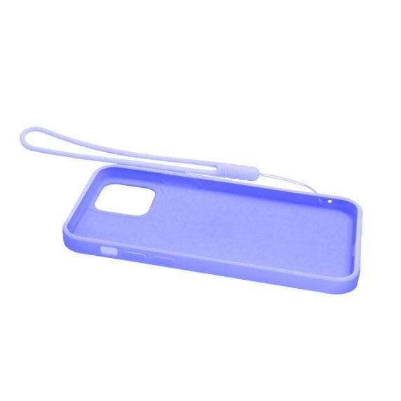 Apple iPhone 12/12 Pro Soft Liquid Silicone Case Purple with Magnetic Ring Holder Stand and Slim Hands Strap High Quality