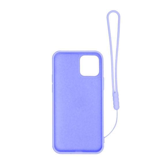 Apple iPhone 12/12 Pro Soft Liquid Silicone Case Purple with Magnetic Ring Holder Stand and Slim Hands Strap High Quality