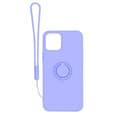 Miniatyrbild 1 av 4: Apple iPhone 12/12 Pro Soft Liquid Silicone Case Purple with Magnetic Ring Holder Stand and Slim Hands Strap High Quality