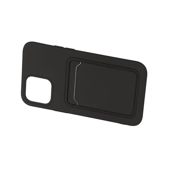 Original Candy Flower Wallet Card Slot Phone Case for iPhone 12/12 Pro Black Soft Silicone Shockproof Cover
