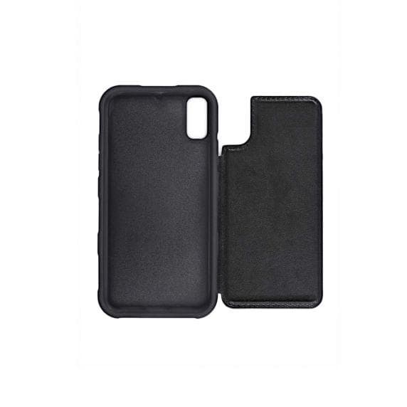PU Leather Back Flip Kickstand Card Case Black For iPhone XR