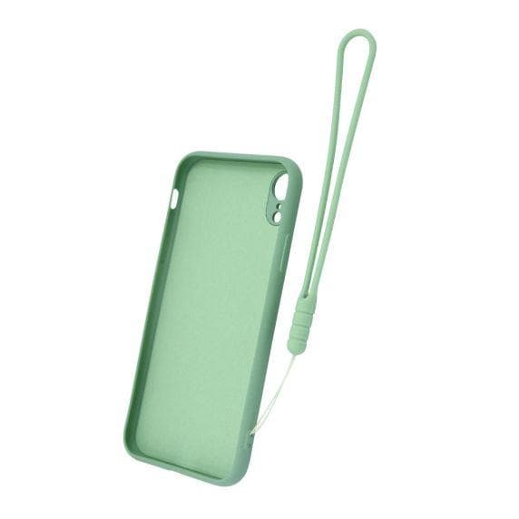 iPhone XR Soft Liquid Silicone Case With Magnetic Ring Holder Stand and Slim Hands Strap Best Quality Green