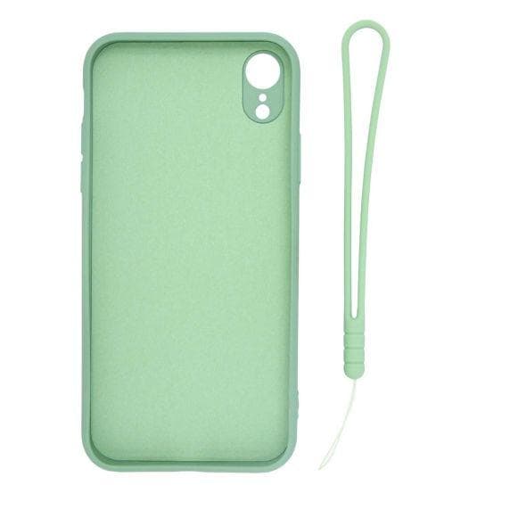 iPhone XR Soft Liquid Silicone Case With Magnetic Ring Holder Stand and Slim Hands Strap Best Quality Green