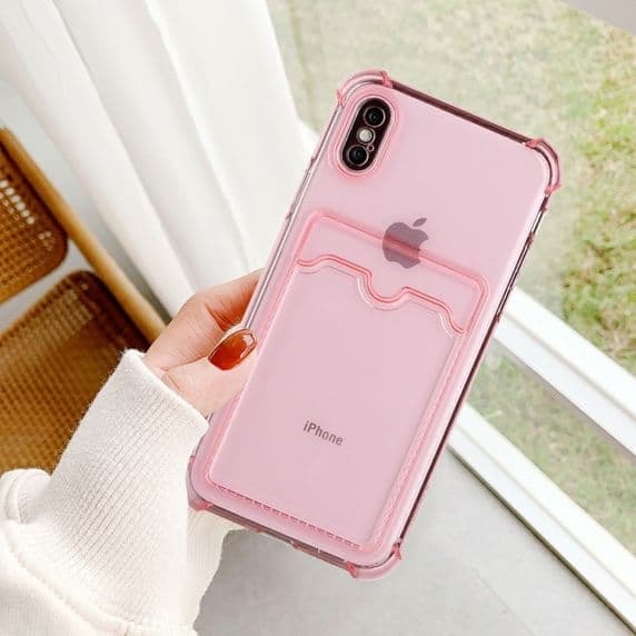 iPhone XR TPU Shockproof Protective Wallet Case Pink