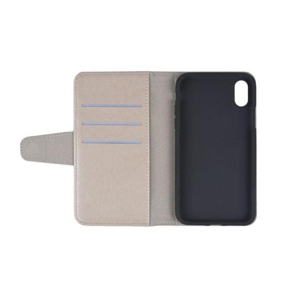 iPhone XS Max Flip Stand PU Leather Extra Card Wallet Case Grey