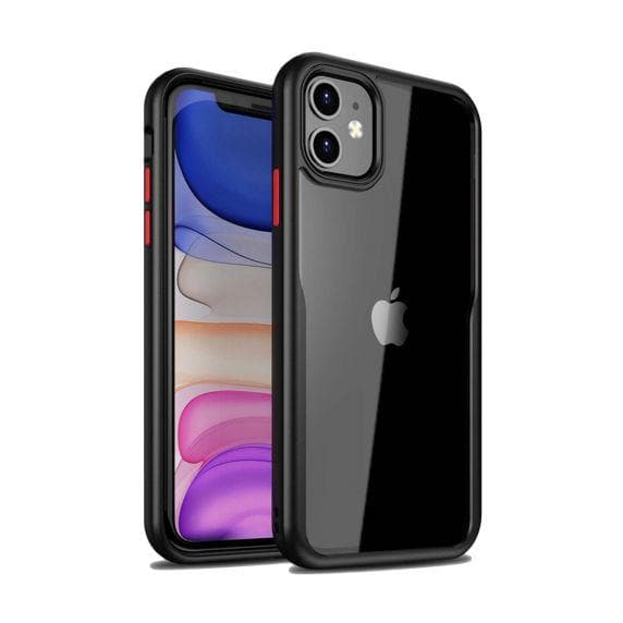 PC Cover Transparent With TPU Edge Protective Case Black For iPhone 11