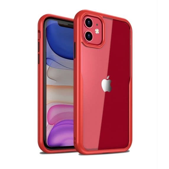 PC Cover Transparent With TPU Edge Protective Case Red For iPhone 11