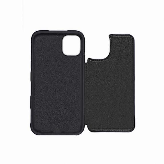 PU Leather Back Flip Kickstand Card Case Black For iPhone 11
