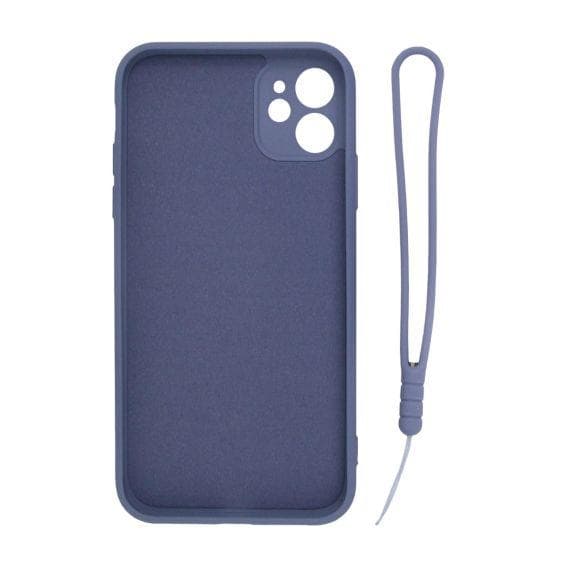 iPhone 11 Soft Liquid Silicone Case With Magnetic Ring Holder Stand and Slim Hands Strap Best Quality Grey