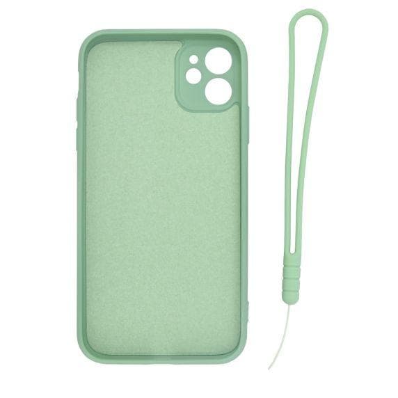 Apple iPhone 11 Soft Liquid Silicone Case With Magnetic Ring Holder Stand and Slim Hands Strap Best Quality Green