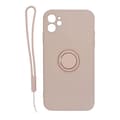 Miniatyrbild 1 av 3: iPhone 11 Soft Liquid Silicone Case With Magnetic Ring Holder Stand and Slim Hands Strap Best Quality Pink