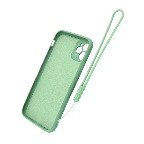 Apple iPhone 11 Pro Max Soft Liquid Silicone Case With Magnetic Ring Holder Stand and Slim Hands Strap Best Quality Green