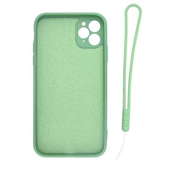 Apple iPhone 11 Pro Max Soft Liquid Silicone Case With Magnetic Ring Holder Stand and Slim Hands Strap Best Quality Green