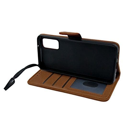 Flip Stand Leather Wallet Case For Samsung Galaxy S20 Brown