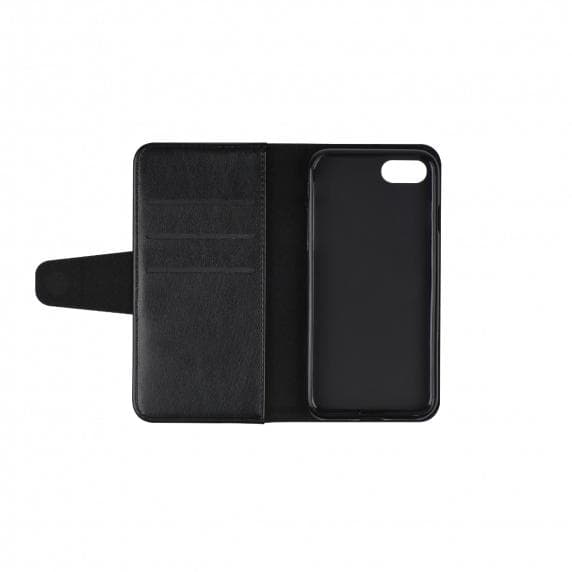 Flip Stand PU Leather Kickstand Card Case Black For iPhone 7/8