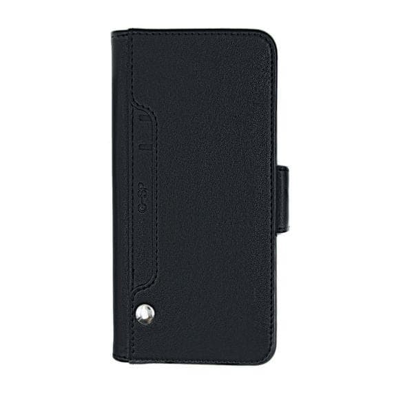 Flip Stand PU Leather Kickstand Card Case Black For iPhone 7/8