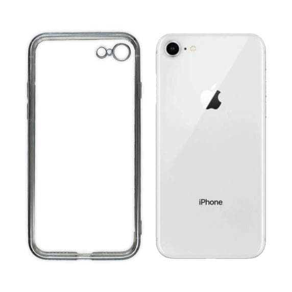 Apple iPhone 7/8 Luxury Classic Square Frame Protection Case Sliver With Soft Thin Transparent Camera Protector High Quality