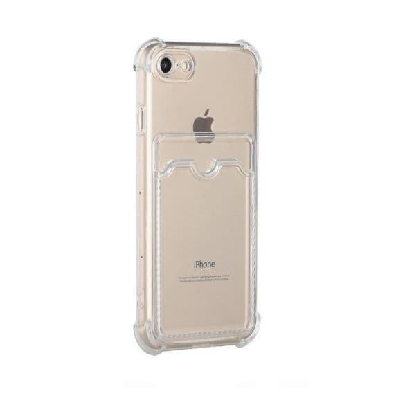 Stöttåligt Skal med Korthållare iPhone 7/8/SE (2020/2022) - Transparent