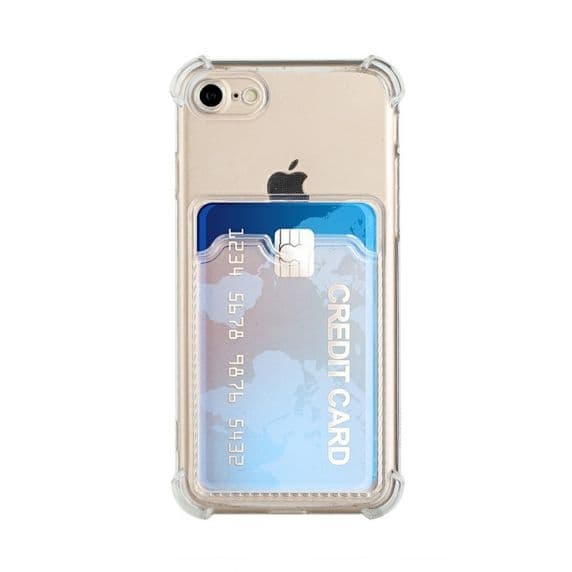 Stöttåligt Skal med Korthållare iPhone 7/8/SE (2020/2022) - Transparent