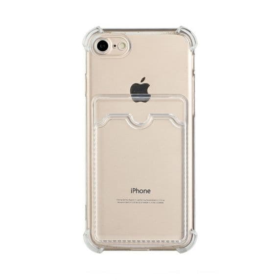Stöttåligt Skal med Korthållare iPhone 7/8/SE (2020/2022) - Transparent