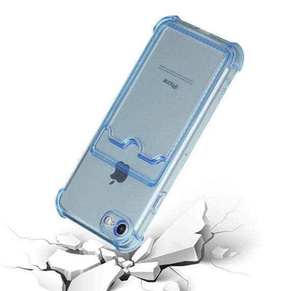 Stöttåligt Skal med Korthållare iPhone 7/8/SE (2020/2022) - Blå