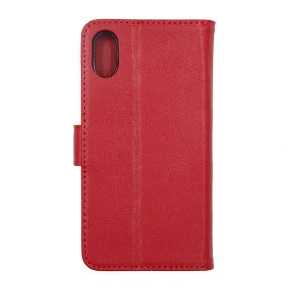 iPhone X/XS Flip Stand Läderplånboksfodral Röd
