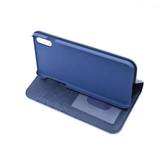 Flip Stand Leather Wallet Card holder Case Blue For iPhone X/XS