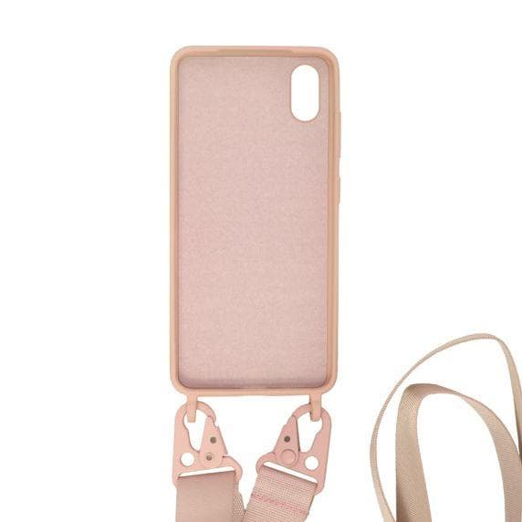 Apple iPhone X/XS Liquid Silicone Phone Cover With Hand Rope High Quality Sand Pink