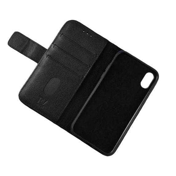 RV Plånboksfodral Genuint Läder - iPhone X/XS - Svart