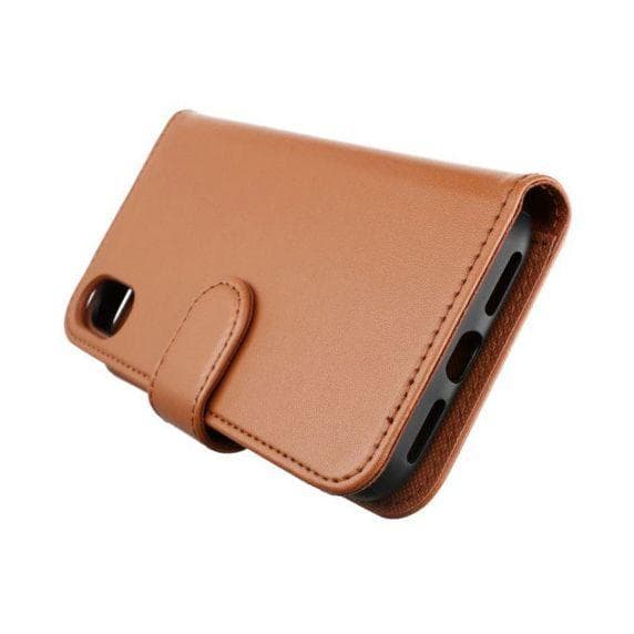 RV Magnetiskt Plånboksfodral - iPhone X/XS - Guldbrun