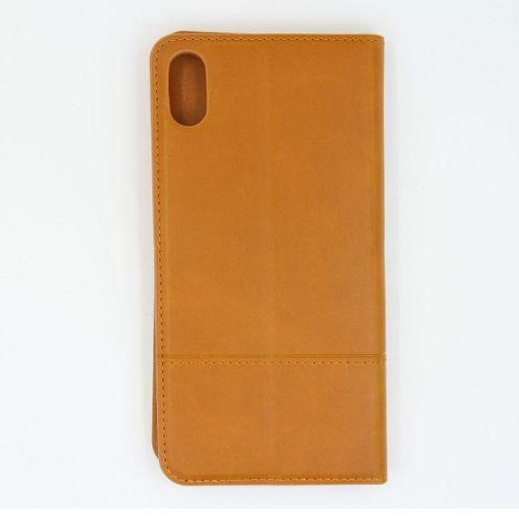 iPhone XR Flip Stand Leather Wallet Case Brown