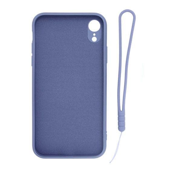 iPhone XR Soft Liquid Silicone Case With Magnetic Ring Holder Stand and Slim Hands Strap Best Quality Grey