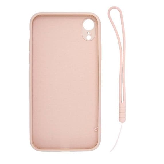 iPhone XR Soft Liquid Silicone Case With Magnetic Ring Holder Stand and Slim Hands Strap Best Quality Pink