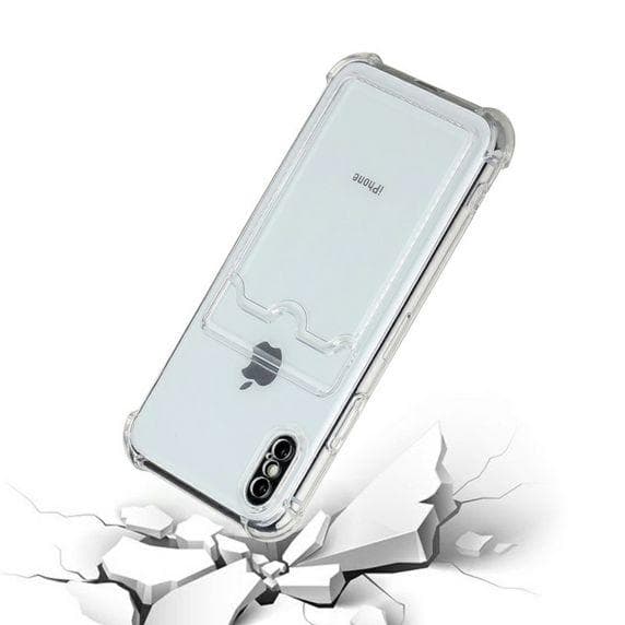 iPhone XR TPU Shockproof Protective Wallet Case Transparent