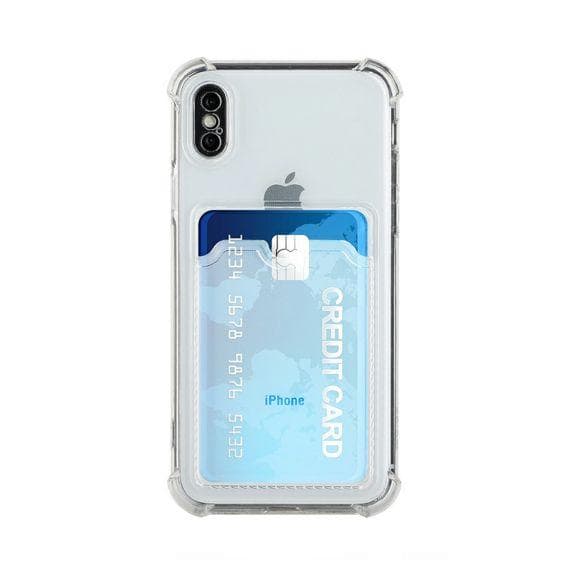 iPhone XR TPU Shockproof Protective Wallet Case Transparent