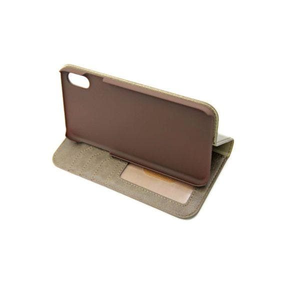 Flip Stand Leather Wallet Card holder Case Grey Brown For iPhone XS Max