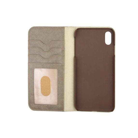 Flip Stand Leather Wallet Card holder Case Grey Brown For iPhone XS Max