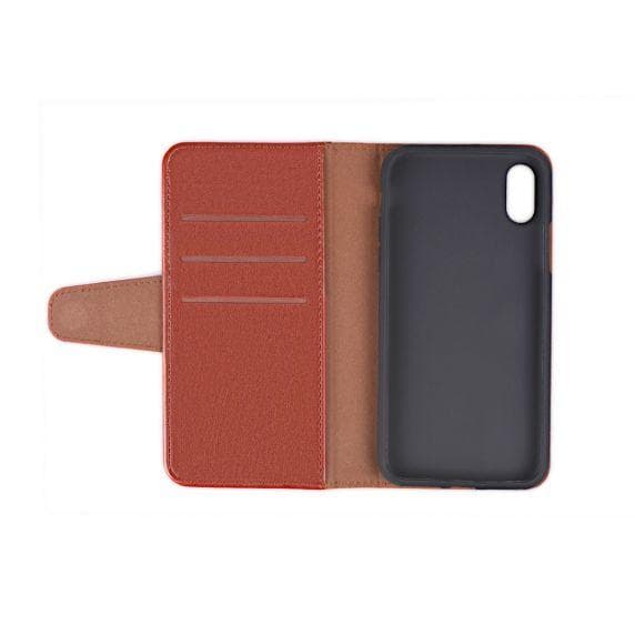 iPhone XS Max Flip Stand PU Leather Extra Card Wallet Case Brown