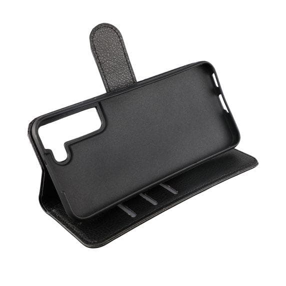 Flip Stand Leather Wallet Case For Samsung Galaxy S22 Plus 5G Black