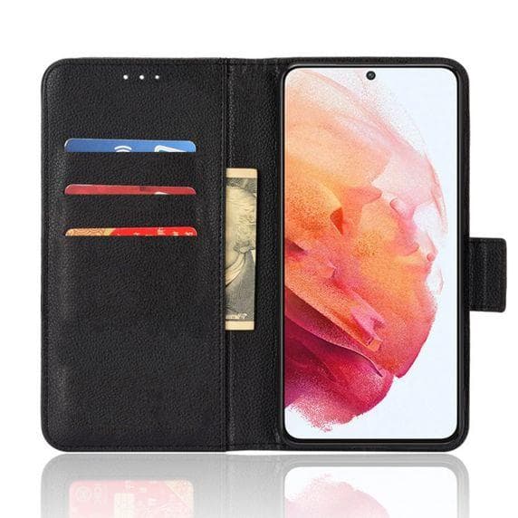 Flip Stand Leather Wallet Case For Samsung Galaxy S22 Plus 5G Black