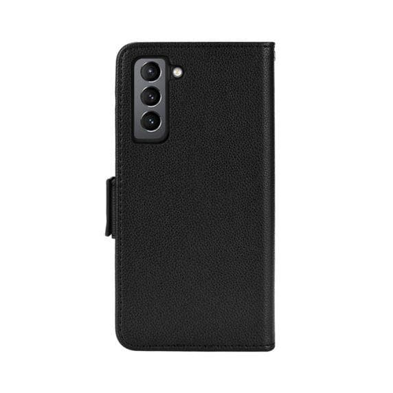Flip Stand Leather Wallet Case For Samsung Galaxy S22 Plus 5G Black