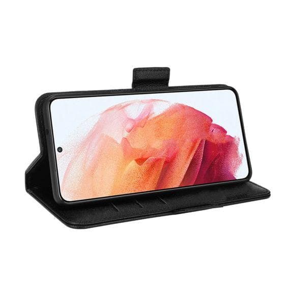 Flip Stand Leather Wallet Case For Samsung Galaxy S22 Plus 5G Black