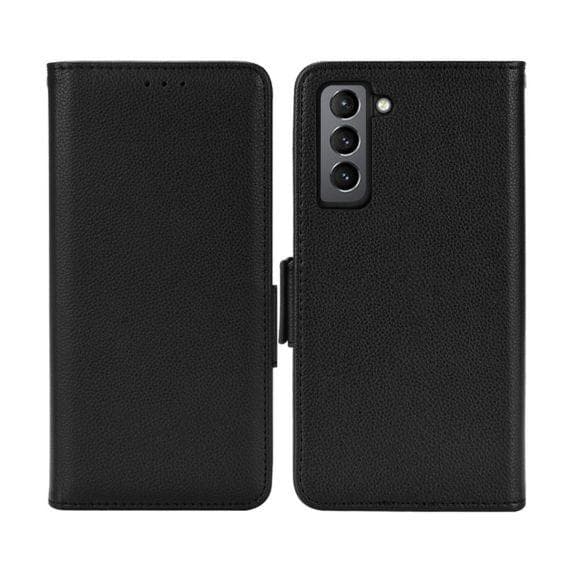 Flip Stand Leather Wallet Case For Samsung Galaxy S22 Plus 5G Black