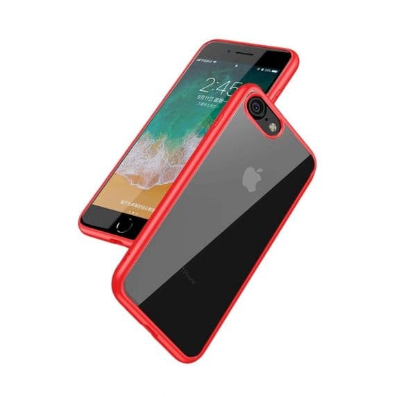 iPhone 7/8 Transparent Shockproof With TPU Edge Case Red