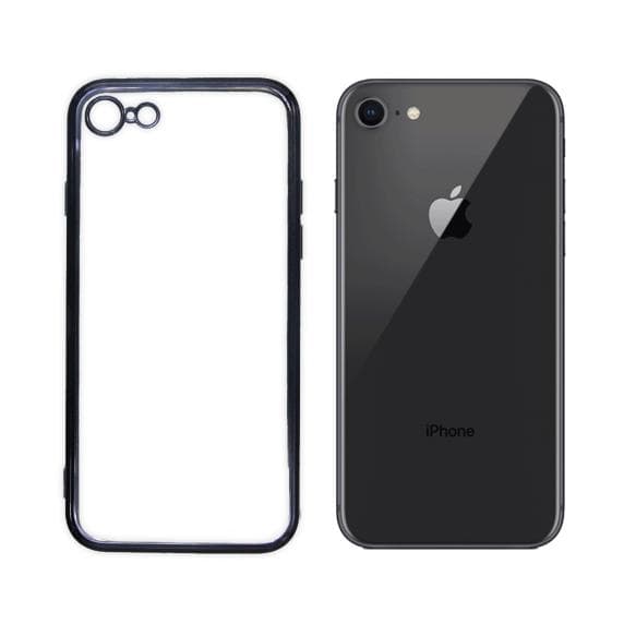 Apple iPhone 7/8 Luxury Classic Square Frame Protection Case Black With Soft Thin Transparent Camera Protector High Quality